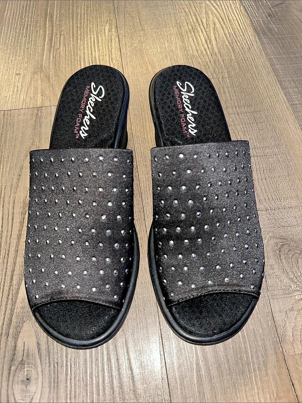 Skechers Black Wedge Sandals